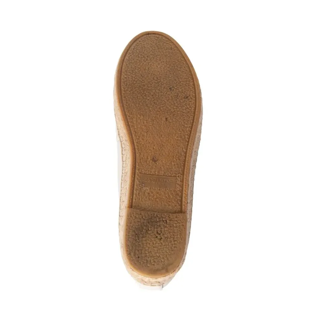 SAINT LAURENT White Leather Logo Espadrilles Size 37.5 - Picture 4 of 4